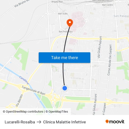 Lucarelli-Rosalba to Clinica Malattie Infettive map