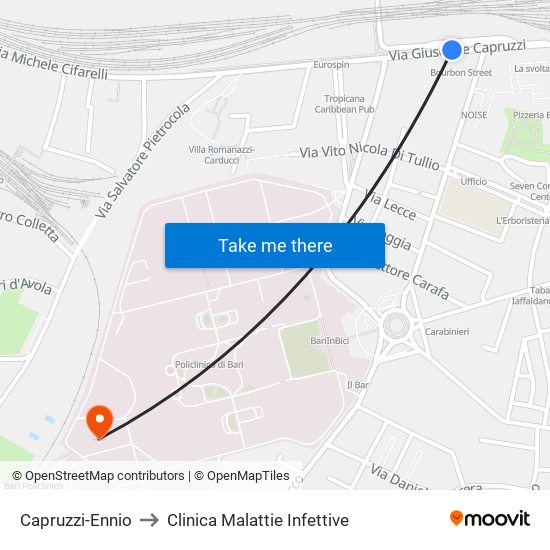 Capruzzi-Ennio to Clinica Malattie Infettive map