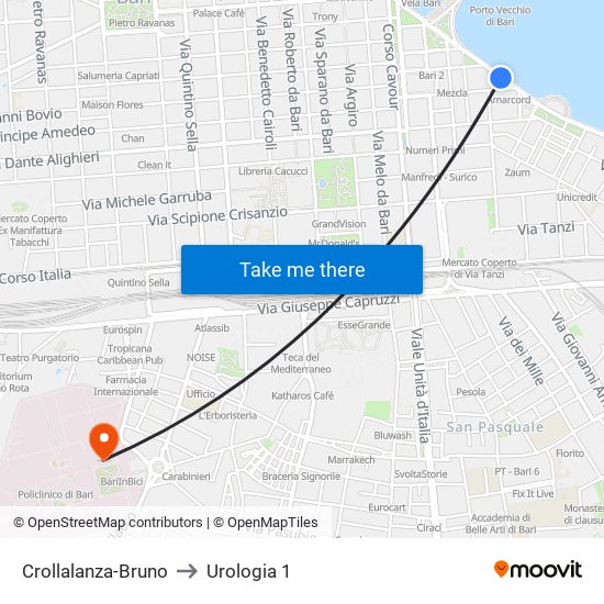 Crollalanza-Bruno to Urologia 1 map