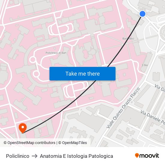 Policlinico to Anatomia E Istologia Patologica map