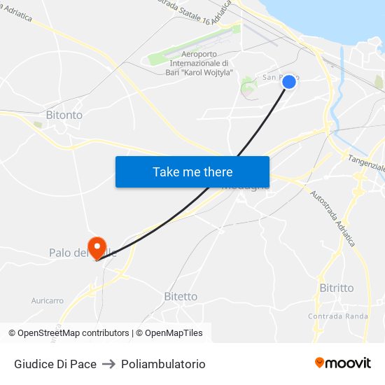 Giudice Di Pace to Poliambulatorio map