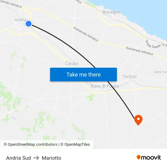 Andria Sud to Mariotto map