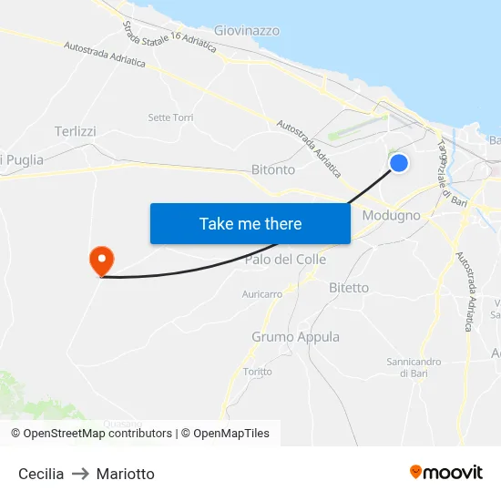 Cecilia to Mariotto map