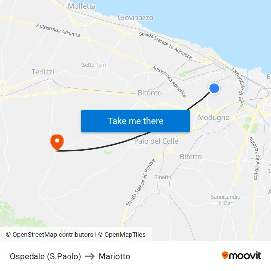 Hospital (San Paolo) to Mariotto map