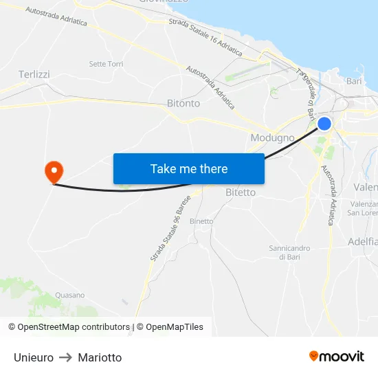 Unieuro to Mariotto map