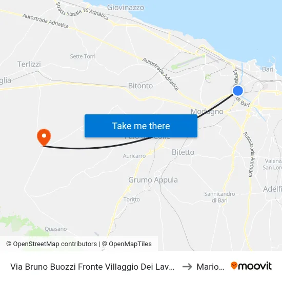 Bruno Buozzi Street Opposite Workers Village to Mariotto map