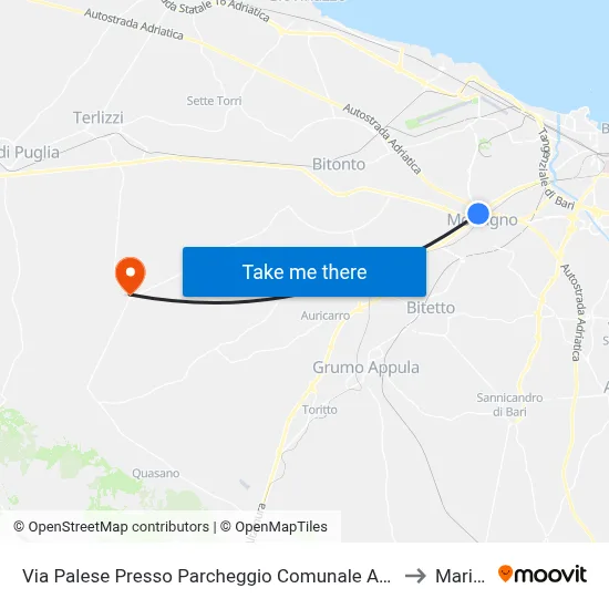 Via Palese Near Antonio De Curtis Municipal Parking to Mariotto map
