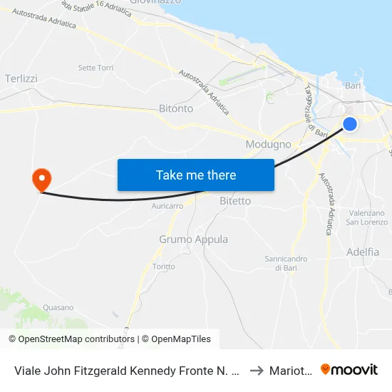 Viale John Fitzgerald Kennedy Opposite No. 86 to Mariotto map