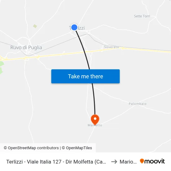 Terlizzi - Viale Italia 127 - To Molfetta (Terminal) to Mariotto map