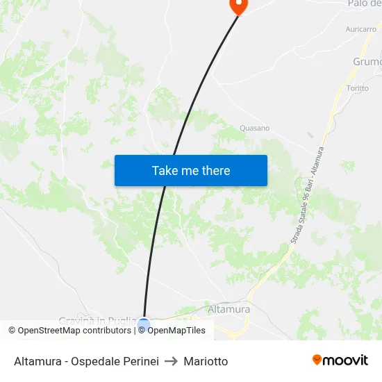 Altamura - Perinei Hospital to Mariotto map