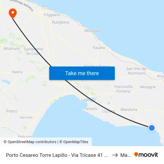 Porto Cesareo Torre Lapillo - Via Tricase 41 Via Per SP Lama - Salento Bus to Mariotto map
