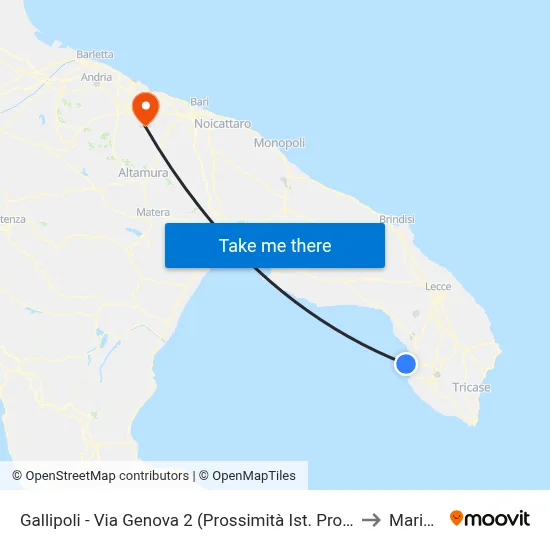 Gallipoli - Via Genova 2 (Near Professional Institute) to Mariotto map