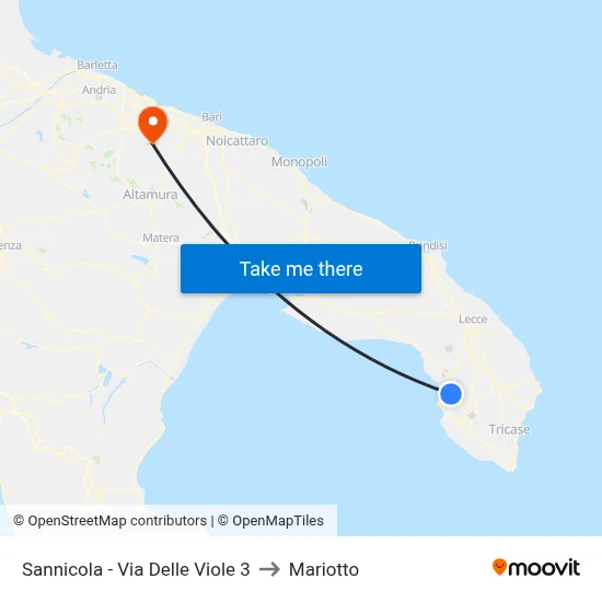 Sannicola - Violets Street 3 to Mariotto map