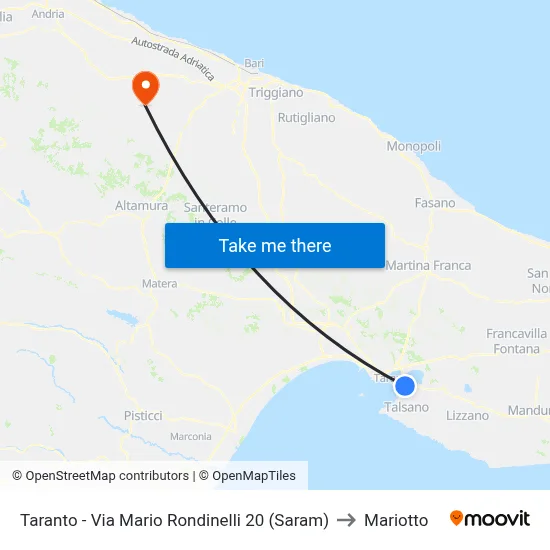 Taranto - Via Mario Rondinelli 20 (Saram) to Mariotto map