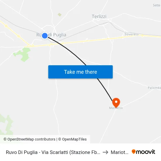 Ruvo Di Puglia - Via Scarlatti (Stazione Fbn) to Mariotto map