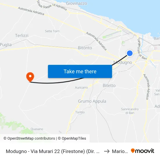 Modugno - Via Murari 22 (Firestone) (Dir. Bitonto) to Mariotto map
