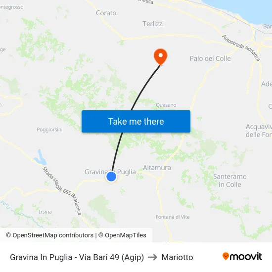 Gravina In Puglia - Via Bari 49 (Agip) to Mariotto map