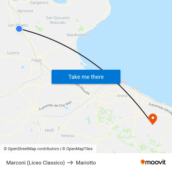 Marconi (Classical High School) to Mariotto map