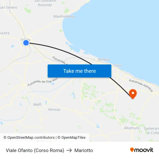 Ofanto Avenue (Roma Avenue) to Mariotto map