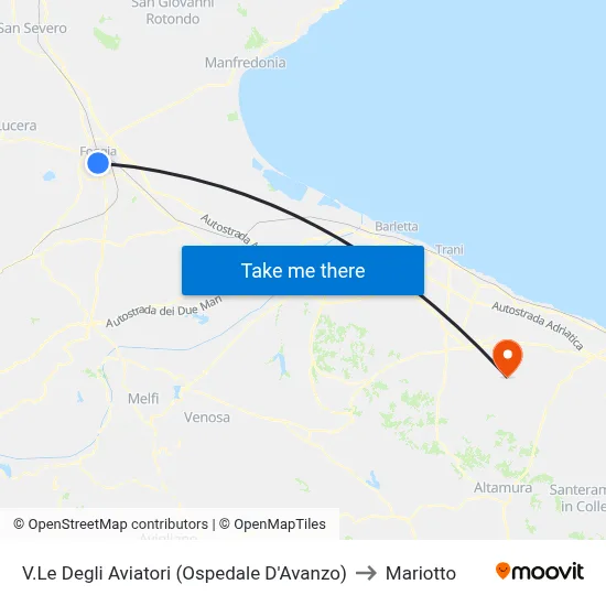 Aviators Avenue (D'Avanzo Hospital) to Mariotto map