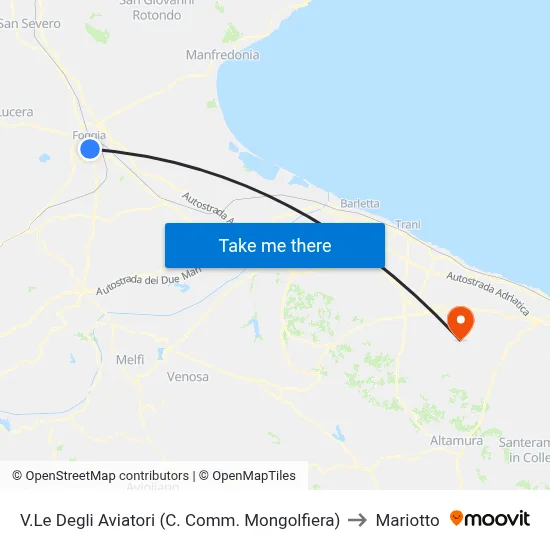 Aviators Avenue (Mongolfiera Shopping Center) to Mariotto map