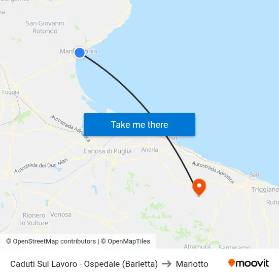 Workers Memorial - Hospital (Barletta) to Mariotto map