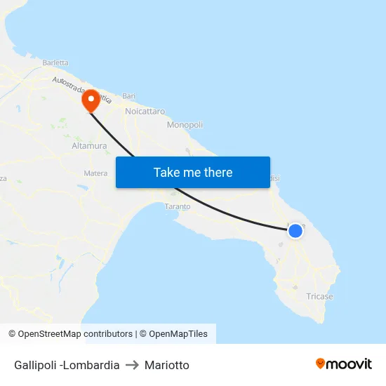 Gallipoli-Lombardia to Mariotto map