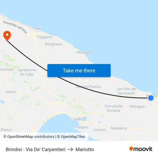 Brindisi - Carpenters Street to Mariotto map