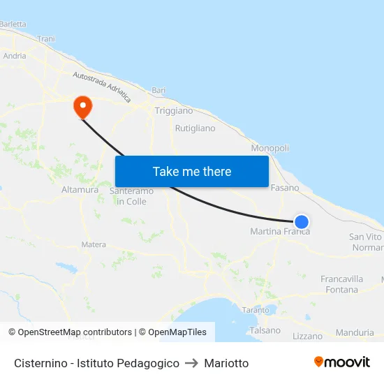 Ceglie Messapica - Francavilla Street to Mariotto map