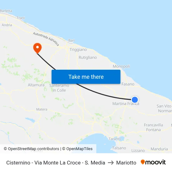 Cisternino - Via Monte La Croce - Middle School to Mariotto map