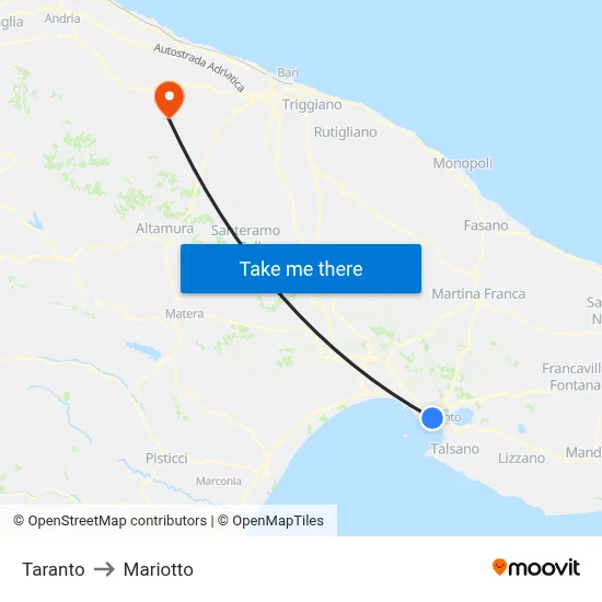 Taranto to Mariotto map