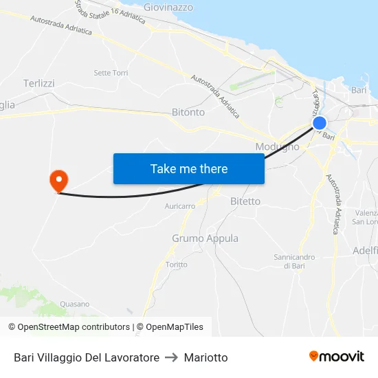 Bari Workers' Village to Mariotto map
