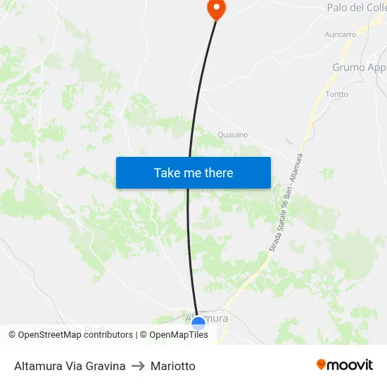 Altamura Via Gravina to Mariotto map