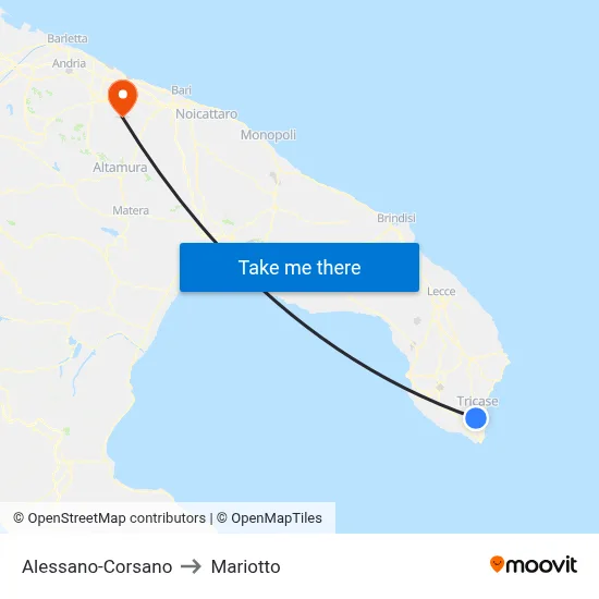 Alessano-Corsano to Mariotto map