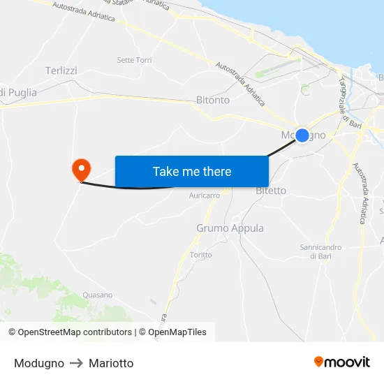 Modugno to Mariotto map