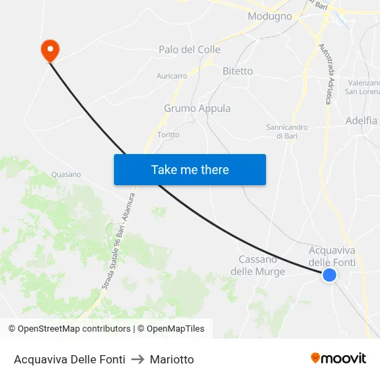 Acquaviva Delle Fonti to Mariotto map
