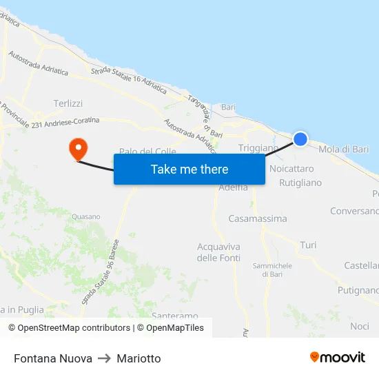New Fountain to Mariotto map