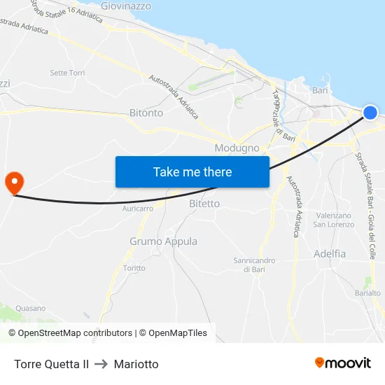 Torre Quetta II to Mariotto map