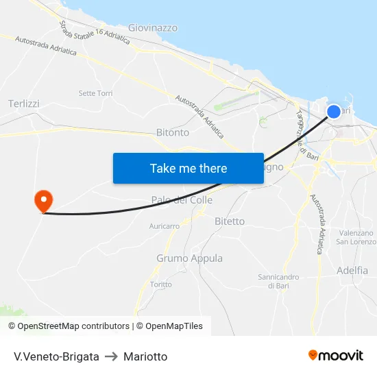 Veneto-Brigade to Mariotto map