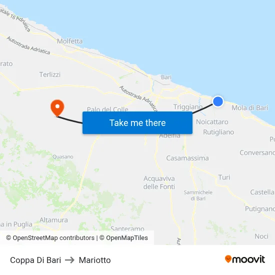 Coppa Di Bari to Mariotto map