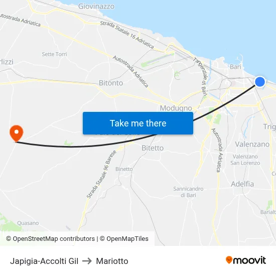 Japigia-Accolti Gil to Mariotto map