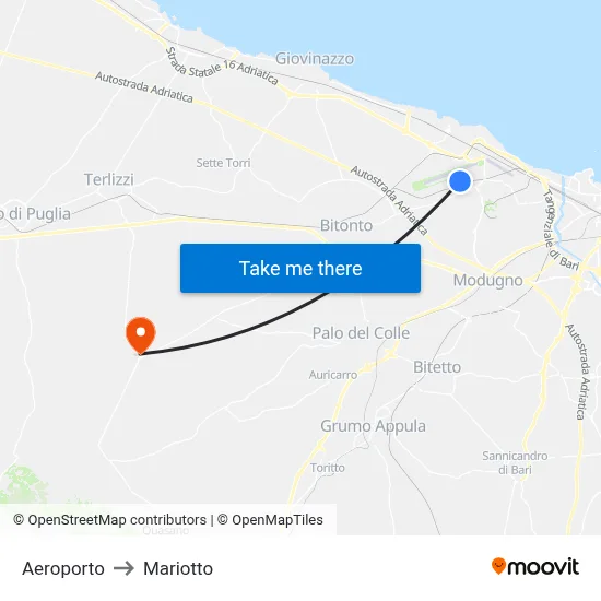 Aeroporto to Mariotto map