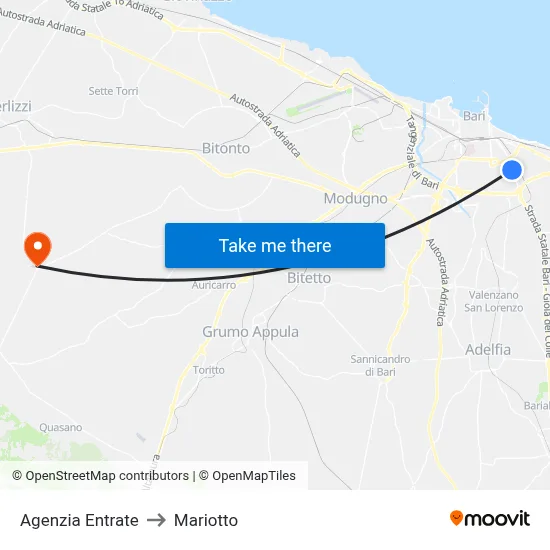 Agenzia Entrate to Mariotto map