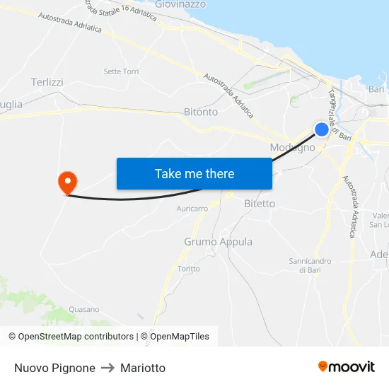 Nuovo Pignone to Mariotto map