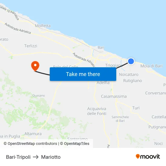 Bari-Tripoli to Mariotto map