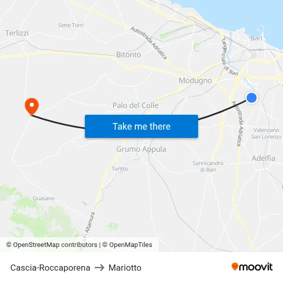 Cascia-Roccaporena to Mariotto map