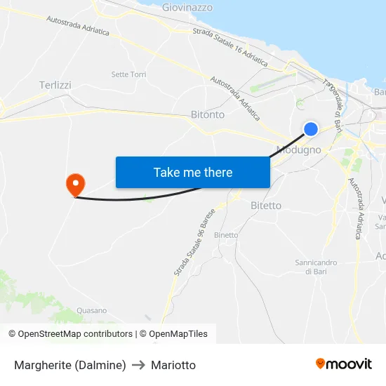 Margherite (Dalmine) to Mariotto map