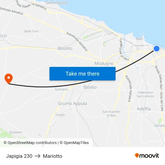 Japigia 230 to Mariotto map