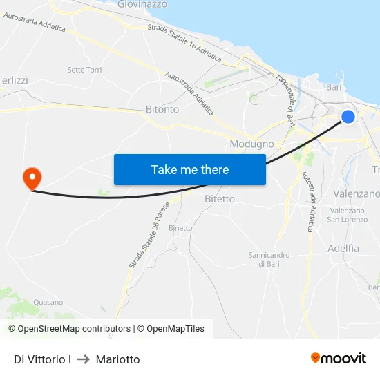Di Vittorio I to Mariotto map