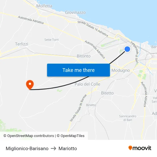Miglionico-Barisano to Mariotto map